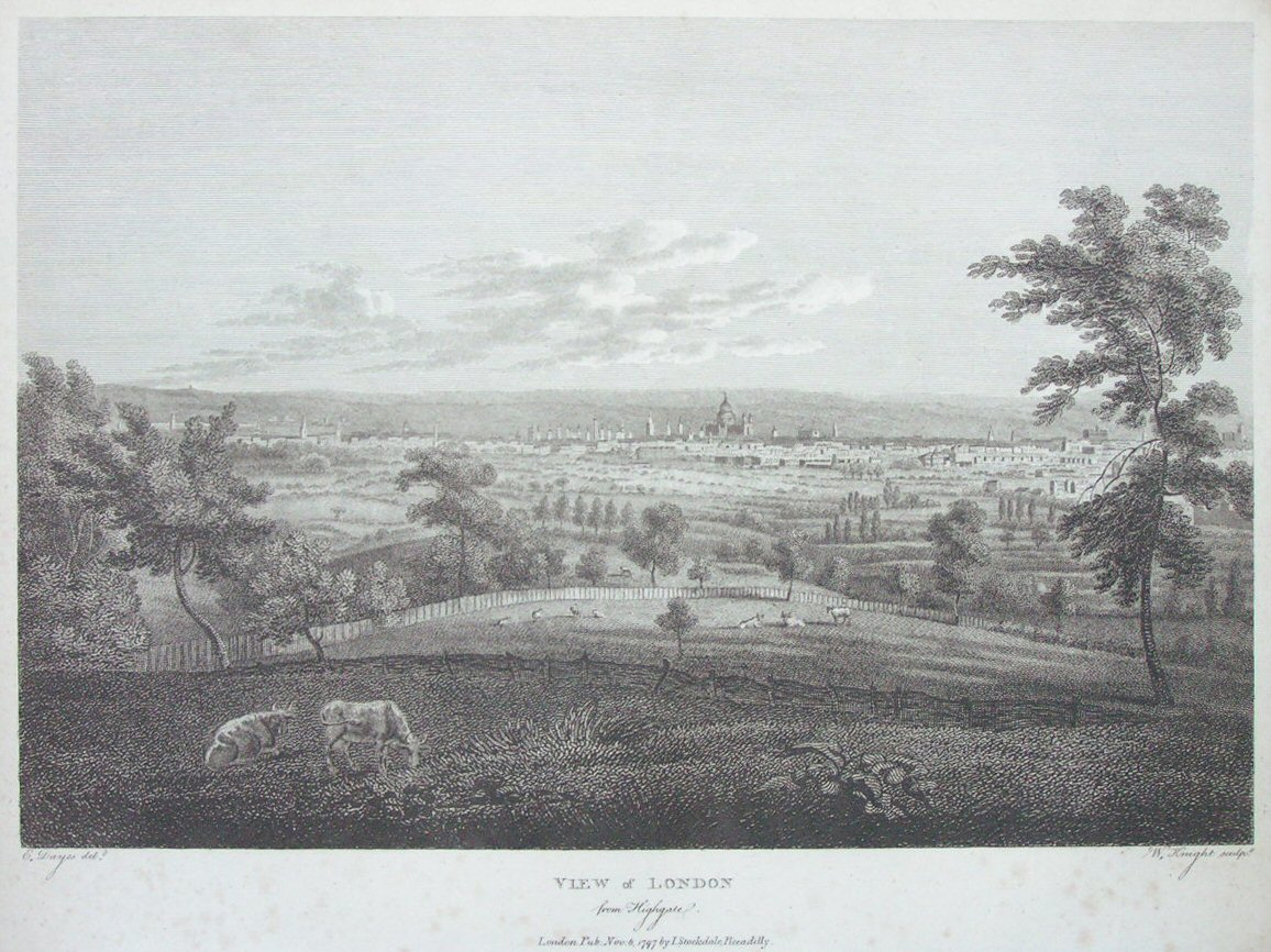 Print - View of London from Highgate. - Knight